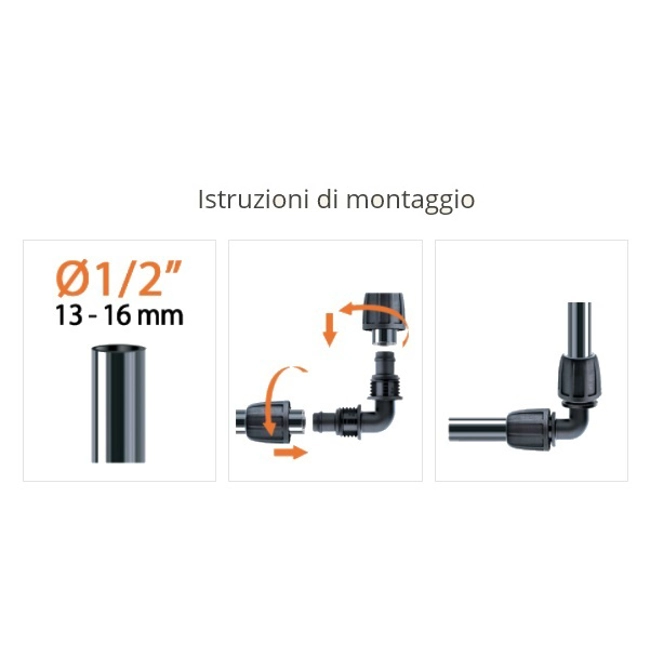Vendita online Raccordo ad angolo per tubo 16 mm. art.91025
